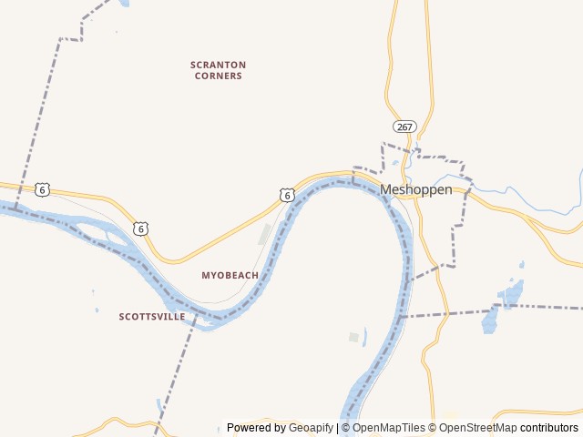 Map for The Hideout near Meshoppen, NY