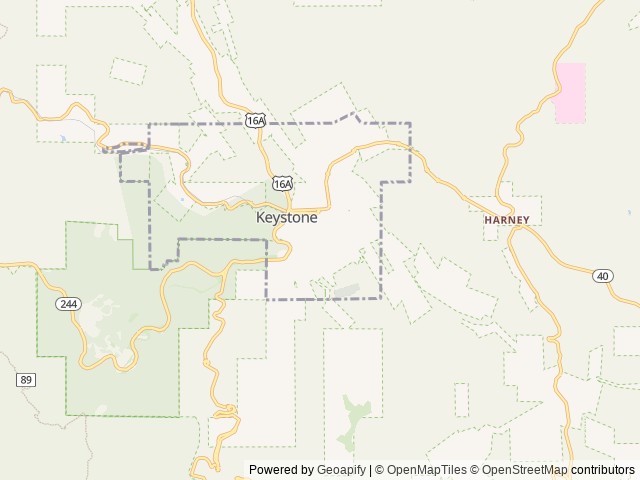 Map of Rushmore View RV Park location at Keystone, SD, United States