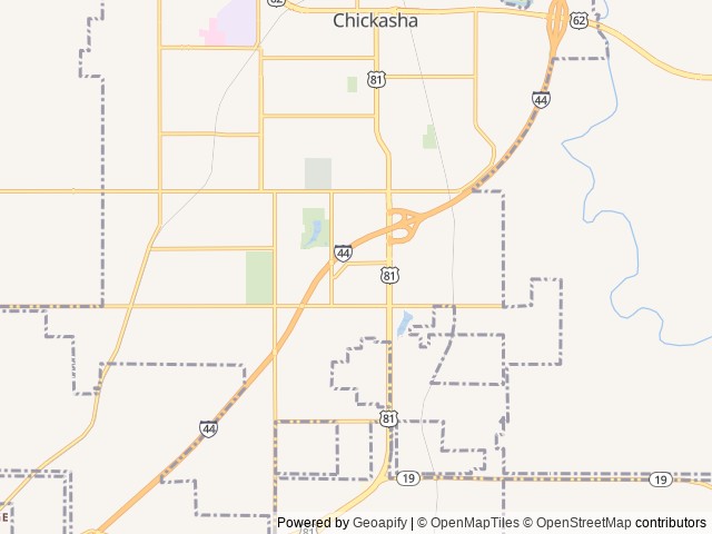 Map of Pecan Grove RV Resort location at Chickasha, OK, United States