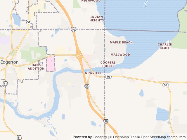 Map of Milton KOA Holiday location at Milton, WI, United States