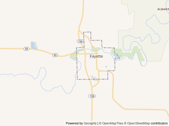 Map of Klock's Island Park Campground location at Fayette, IA, United States