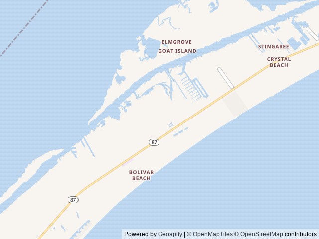 Map of Lazy D&D RV Resort location at Crystal Beach, TX, United States