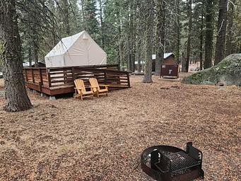 T1 and T2 Glamping tents outside