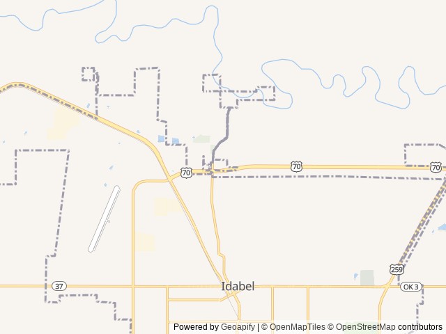 Map of Tall Pines RV Park location at Idabel, OK, United States