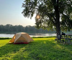 Campsite overlooking the river