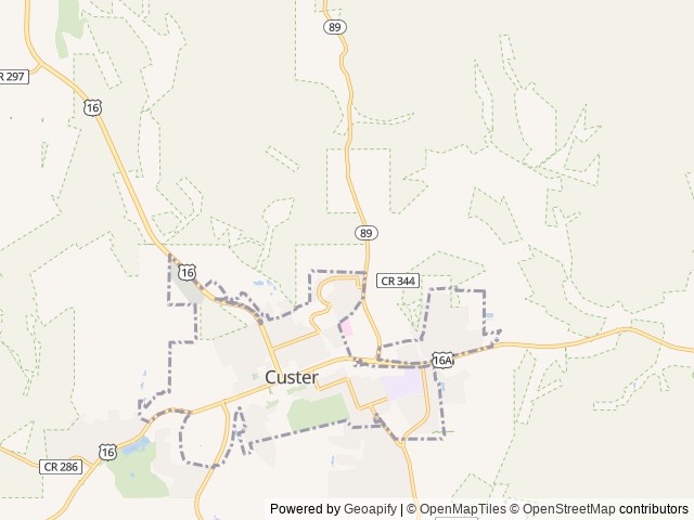 Map of Fort Welikit Family Campground location at Custer, SD, United States