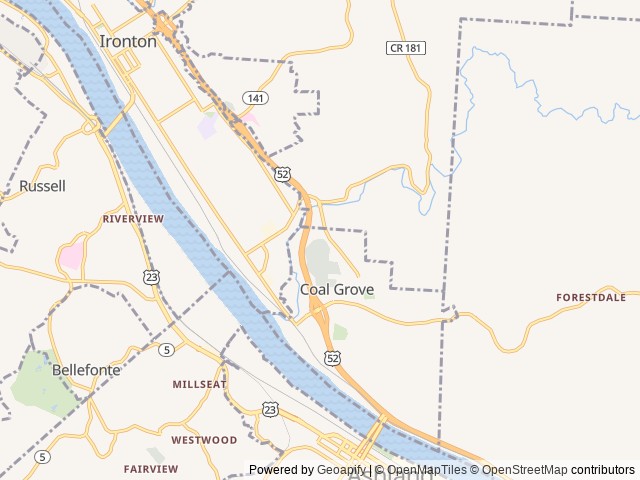 Map for 2007 Forest River RV Georgetown 379TS near Coal Grove, KY