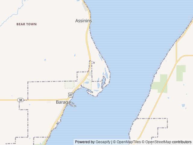 Map of Ojibwa Campground location at Baraga, MI, United States