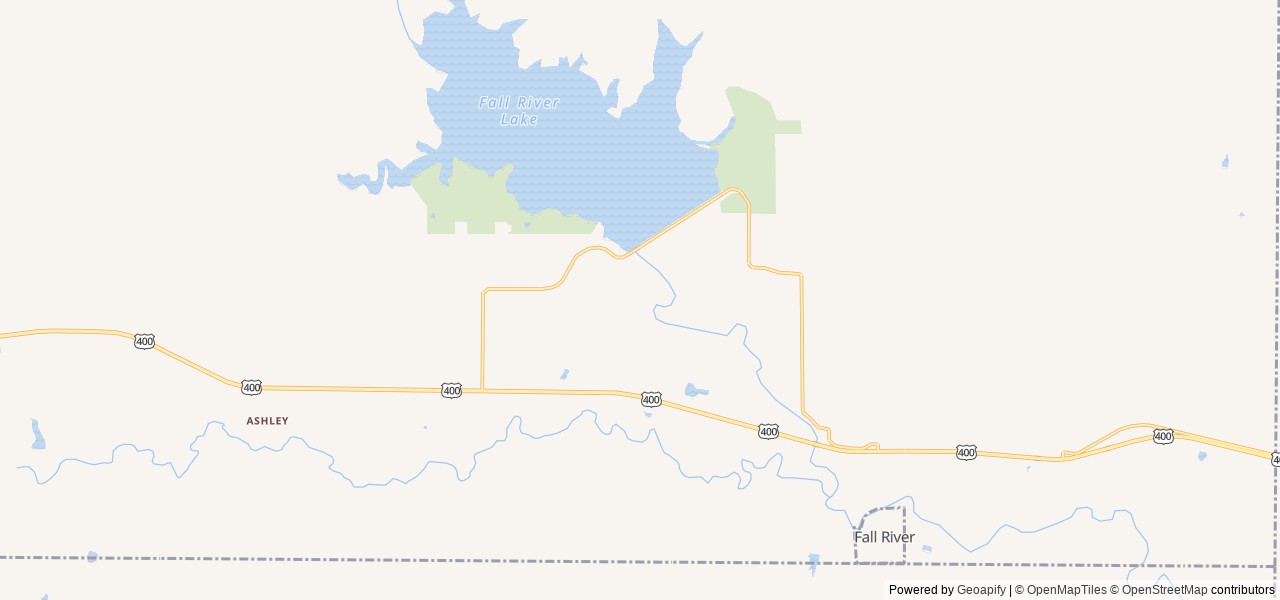 Map of Damsite - Fall River Lake location at Fall River, KS, United States