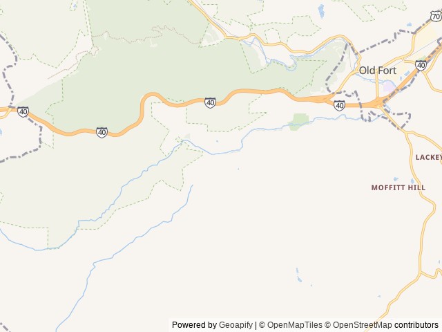 Map of Catawba Falls Campground location at Old Fort, NC, United States