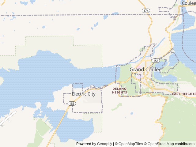 Map of Coulee Playland location at Electric City, WA, United States