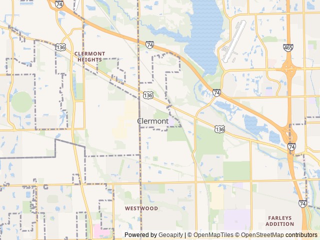 Map of Clermont Lions Club Community Park location at Clermont, IN, United States