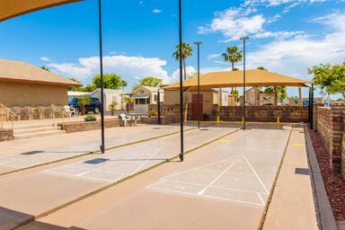 Shuffleboard courts at Shangri-La RV Resort in Yuma, Arizona