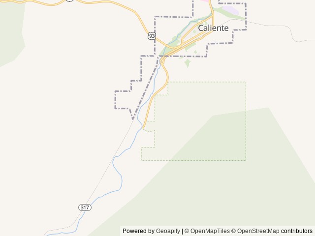 Map of Kershaw-Ryan Campground location at Caliente, NV, United States