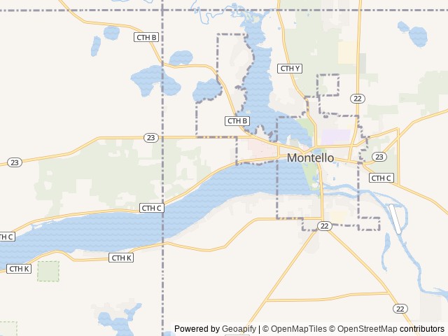 Map of Buffalo Lake Camping Resort location at Montello, WI, United States