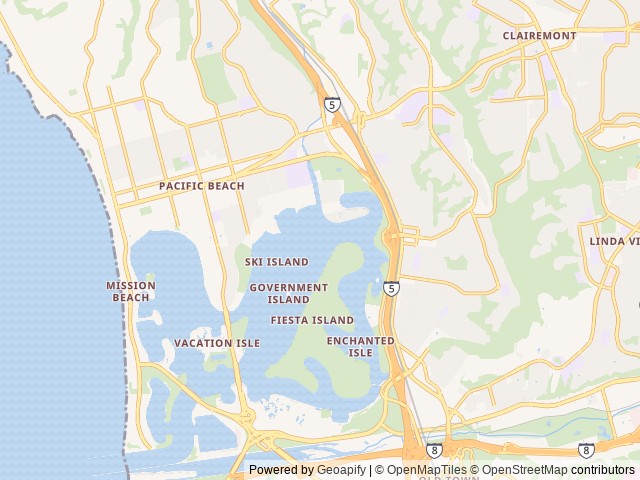 Map of Mission Bay RV Resort location at San Diego, CA, United States