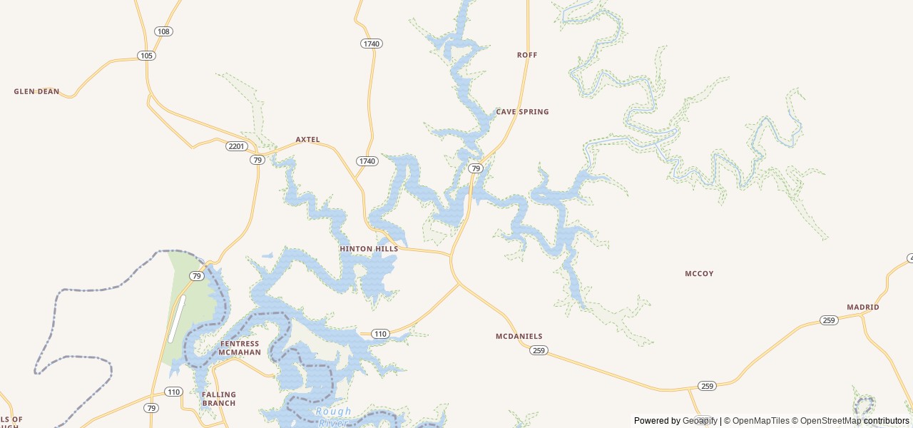 Map of North Fork (KY) location at Mc Daniels, KY, United States