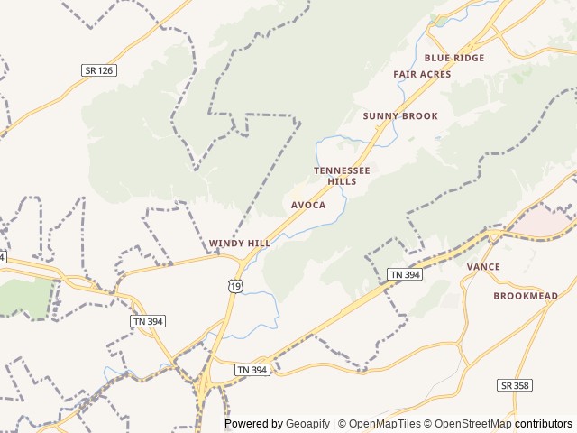 Map of Thunder Mountain Campground location at Bristol, TN, United States