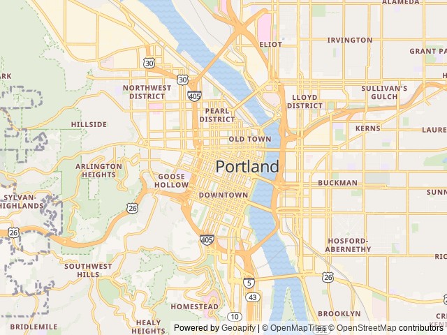 Map of Oak Fork location at Portland, OR, United States