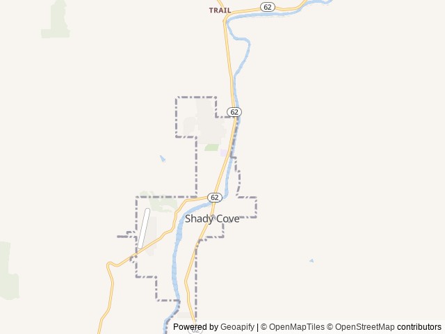 Map of Rogue River RV Park location at Shady Cove, OR, United States