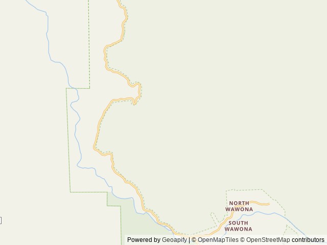 Map of Wawona Campground location at Yosemite National Park, CA, United States