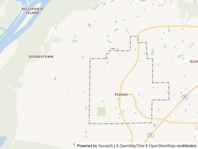Map of Eagles Nest Campground location at Pisgah, AL, United States