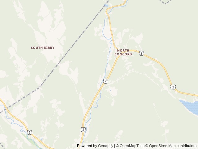 Map of Breezy Meadows Campground location at Concord, VT, United States