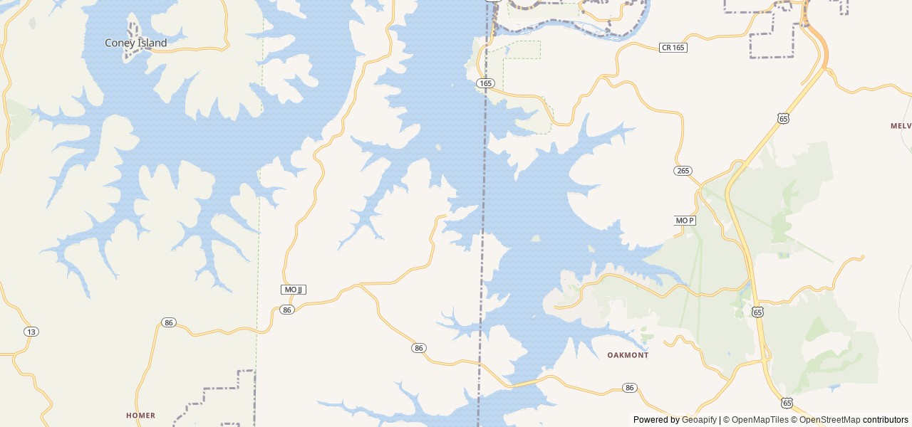Map of Old Highway 86 location at Blue Eye, MO, United States