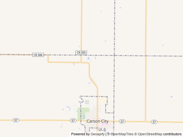 Map of Oak Grove Campground location at Carson City, MI, United States