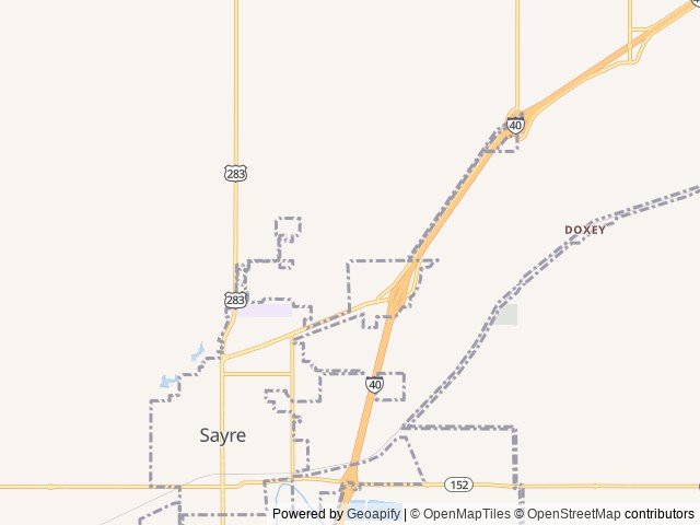 Map of Bobcat Creek RV Park location at Sayre, OK, United States