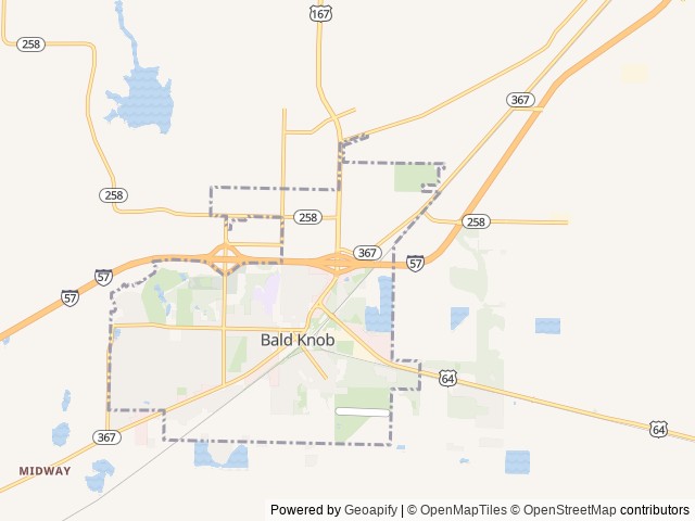 Map of Hometown RV Park location at Bald Knob, AR, United States