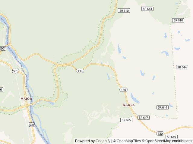 Map of Lynchburg  / Blue Ridge Parkway KOA Holiday location at Monroe, VA, United States