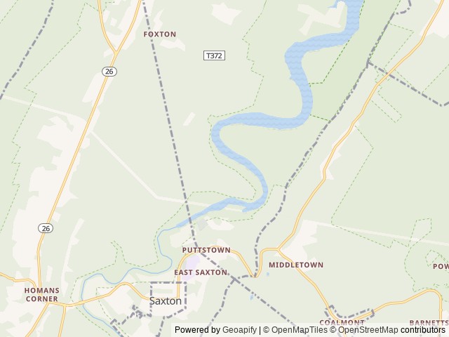 Map of Weaver Falls Shelter location at Hesston, PA, United States