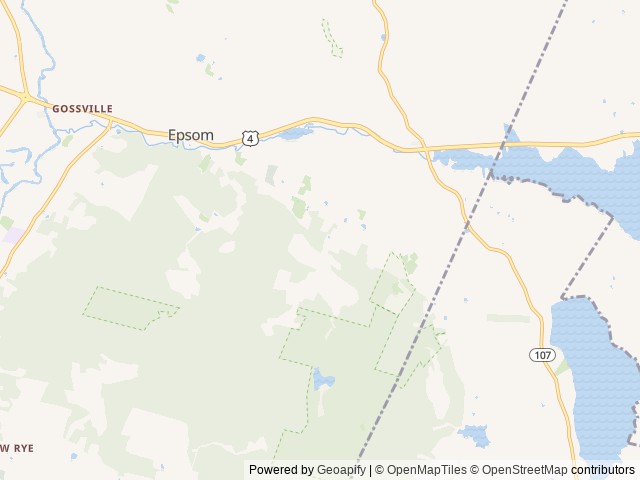 Map of Postcard Cabins Blake Brook location at Epsom, NH, United States