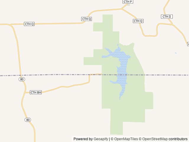 Map of Blackhawk Lake Recreation Area location at Highland, WI, United States