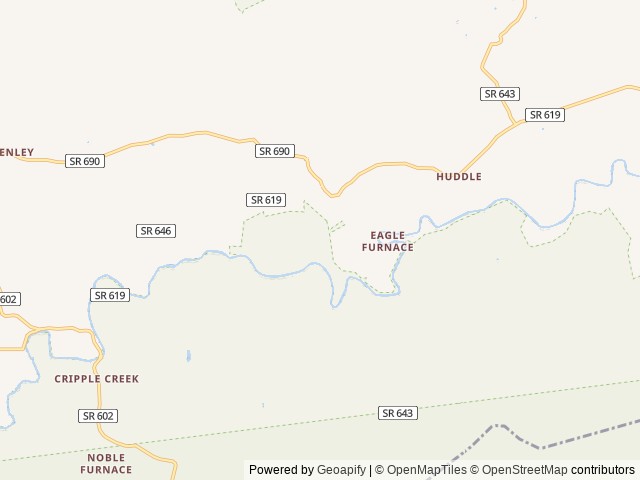 Map of Raven Cliff Recreation Area location at Ivanhoe, VA, United States