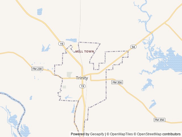 Map of On the Rocks RV Resort location at Trinity, TX, United States