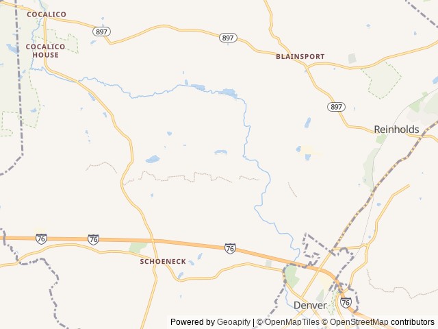 Map of Hickory Run Family Campground location at Denver, PA, United States