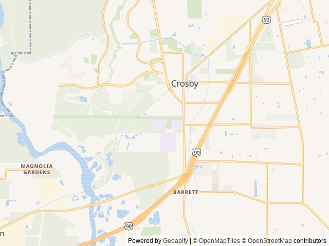 Map of Dell Creek RV Park location at Crosby, TX, United States
