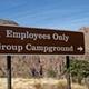 Sign on roadway leading to the Group Campground