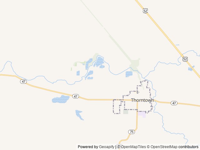 Map of Old Mill Run Park location at Thorntown, IN, United States