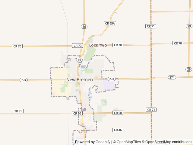 Map of Rustic Haven Campground location at Grover Hill, OH, United States