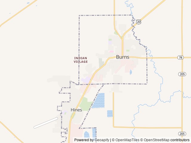 Map of Quail Ridge RV Park location at Burns, OR, United States