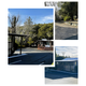 Collage including the campground office/building, paved parking/drive area and adjacent gravel campsites/paths — shows facilities and layout of Pinezanita Campground as presented on the site.