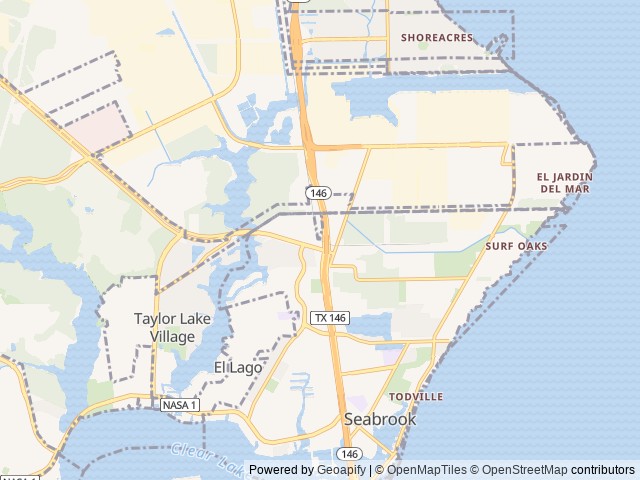Map of Seaside RV location at Seabrook, TX, United States