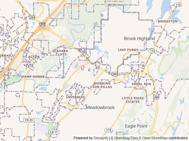 Map for 2017 Tiffin Open Road near Birmingham, AL