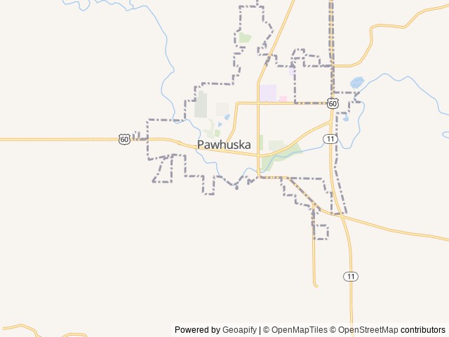Map of The Dam Place General Store & Campground location at Pawhuska, OK, United States
