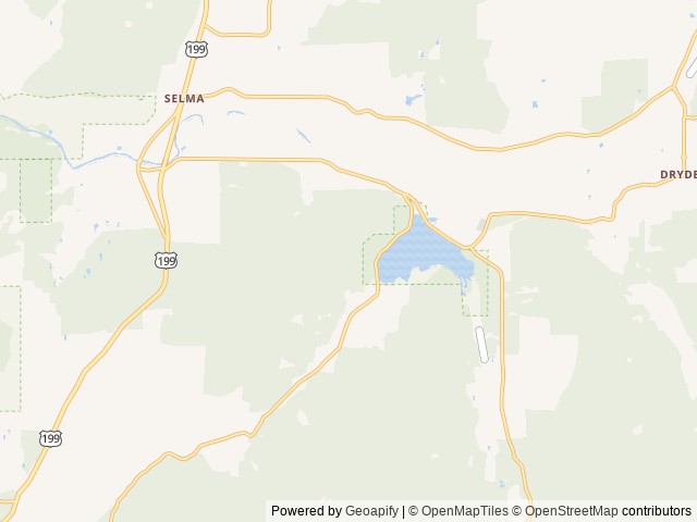 Map of Lake Selmac location at Selma, OR, United States