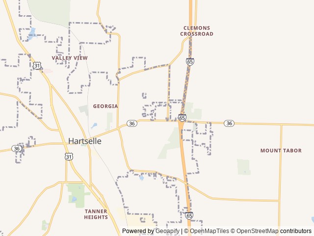 Map of StarStream Campground location at Hartselle, AL, United States