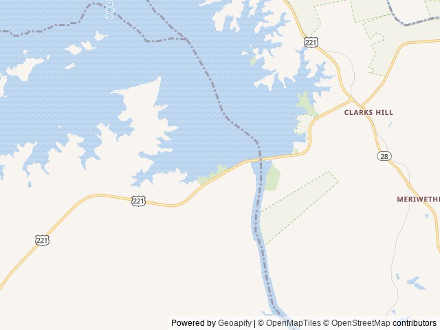 Map of Below Dam South Carolina location at Clarks Hill, SC, United States